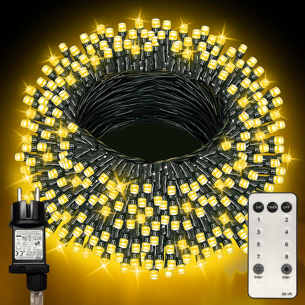 LumoGlow™ Outdoor String Lights - 120 m, 1000 LEDs, Dimmable with Remote Control and Timer